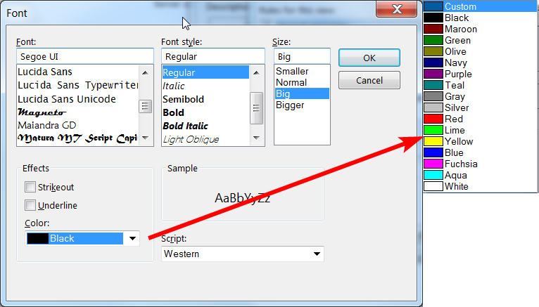 Format Options in Conditional formatting